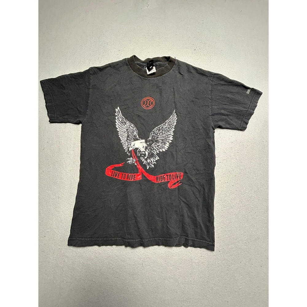 Hurley T Shirt Cotton Black Eagle Live To Ride Graphic Medium Mens
